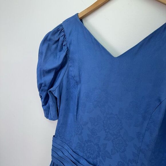 Jane Schaffhausen Belle France Women’s 80s Jacquard Drop Waist Steel Cornflower - Picture 12 of 15